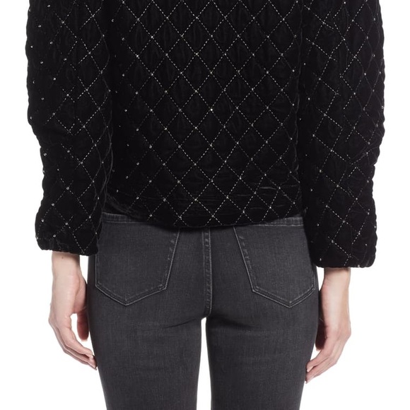 NWOT Something Navy Black Quilted Velvet Jacket - Picture 11 of 15